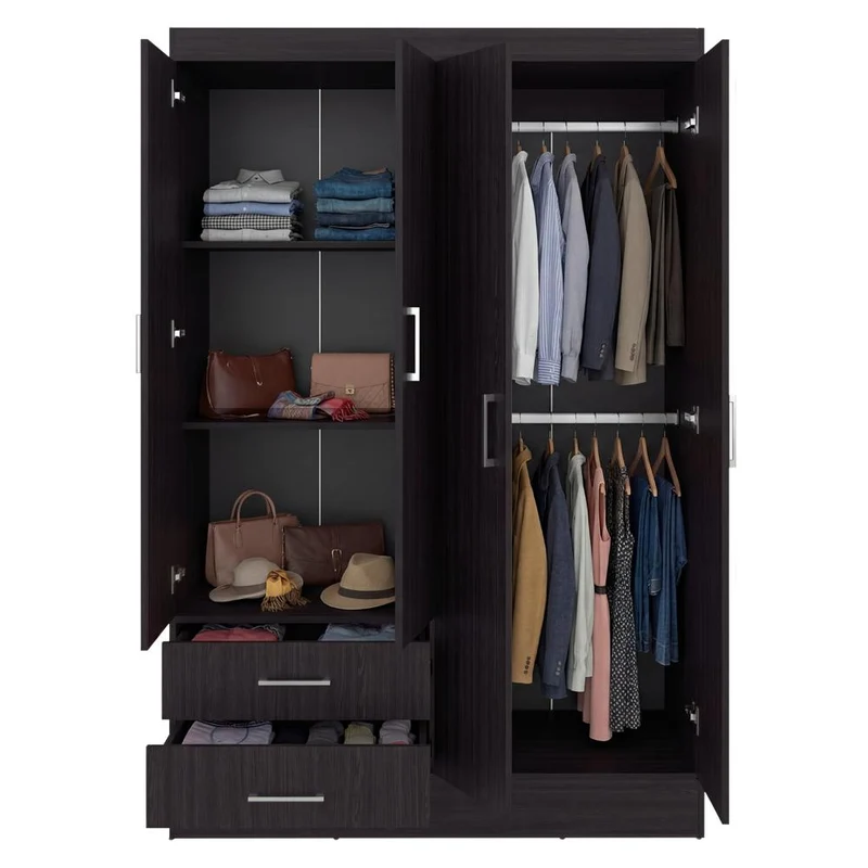 Closet Sarani, Wengue, Con 2 Cajones y 4 Puertas de Fácil Armado ZF