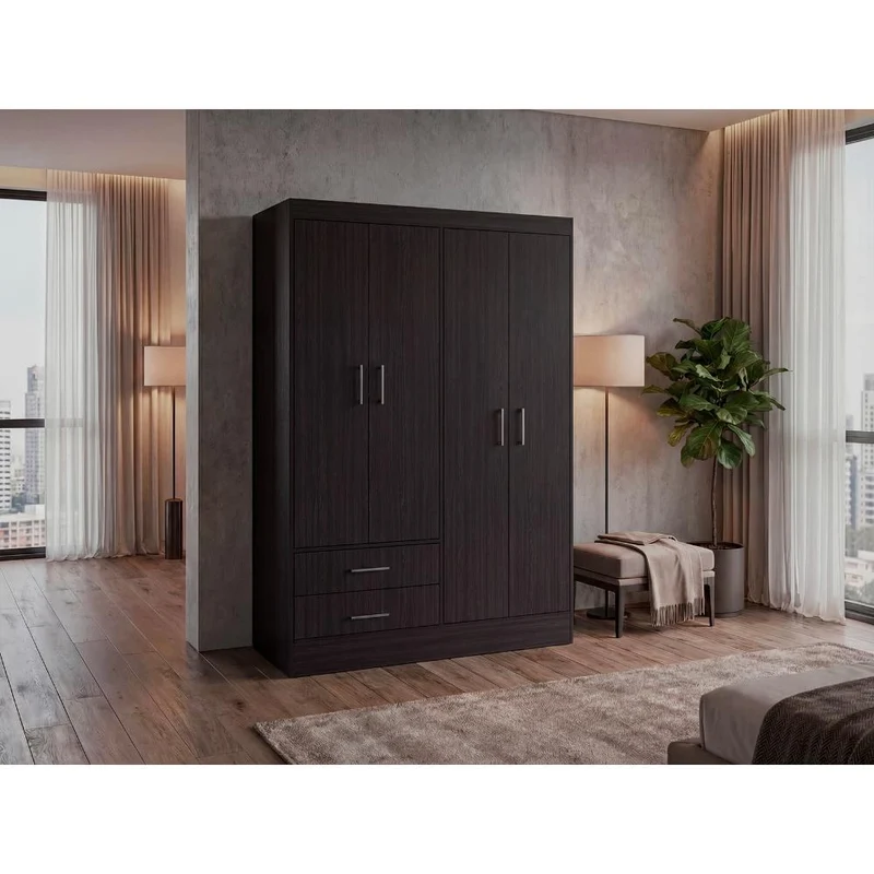 Closet Sarani, Wengue, Con 2 Cajones y 4 Puertas de Fácil Armado ZF