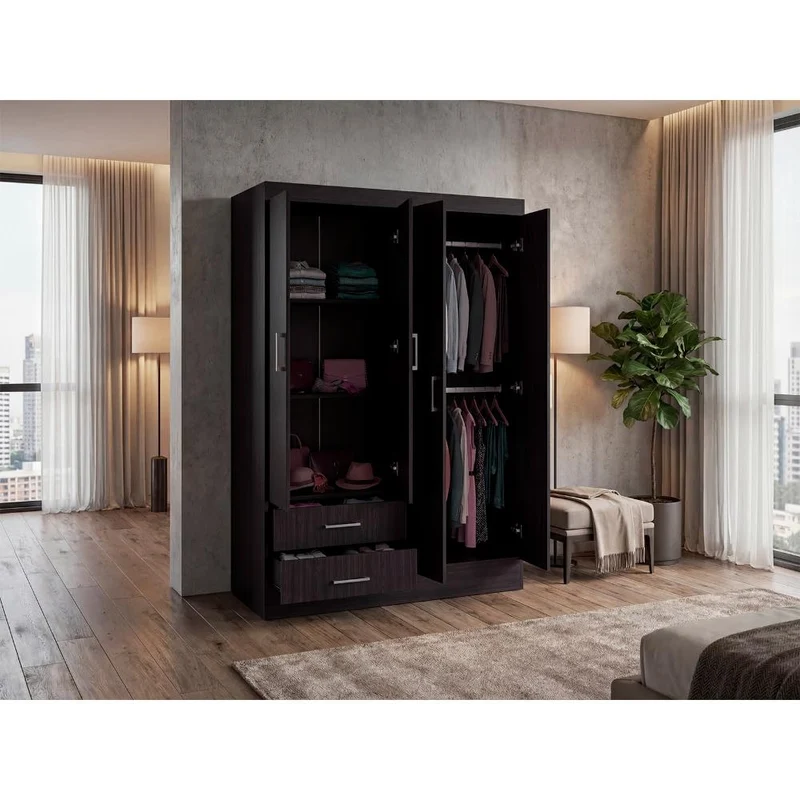 Closet Sarani, Wengue, Con 2 Cajones y 4 Puertas de Fácil Armado ZF