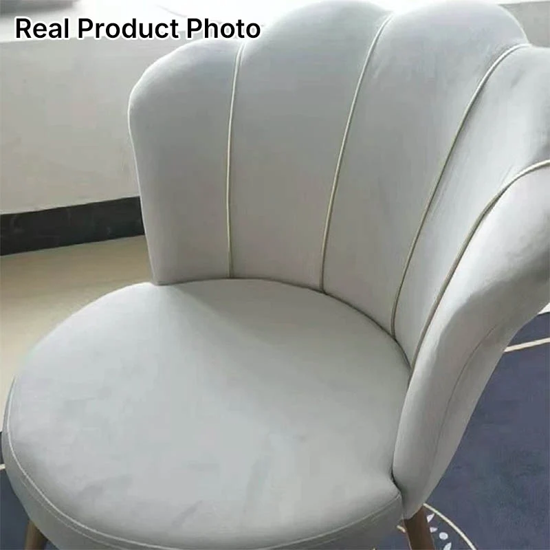 Contemporary Scandinavian Velvet Iron Sponge Latex Round Shell Vanity Stool Backrest For Bedroom
