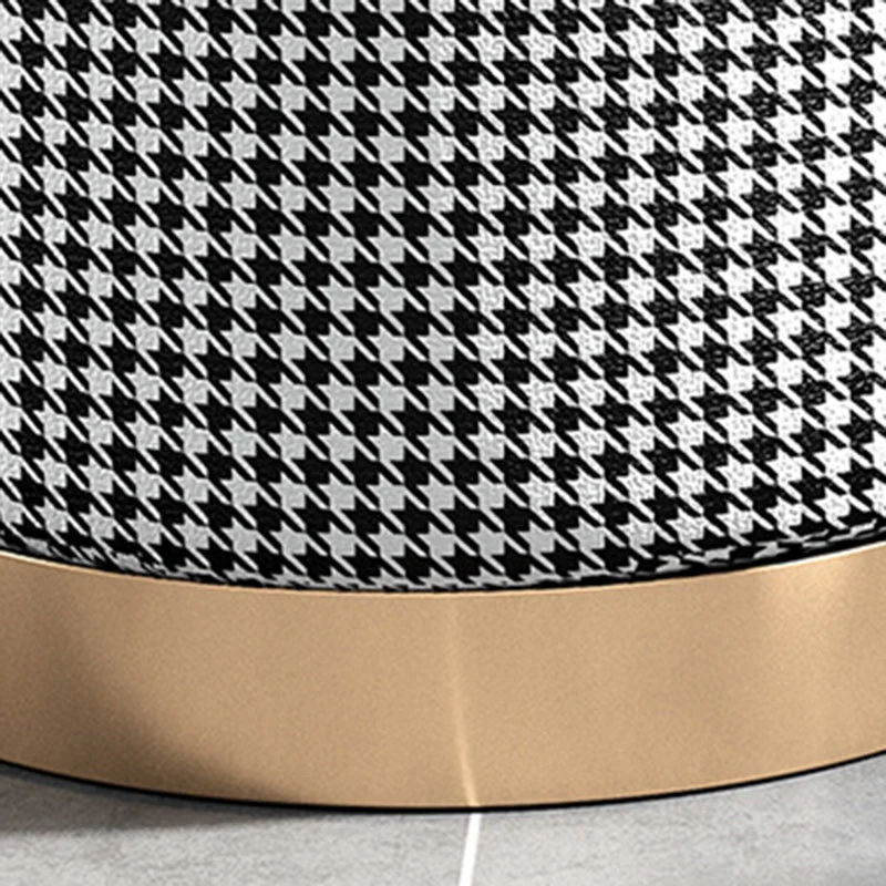 Contemporary Scandinavian Fabric Velvet Faux Leather Plywood Sponge Round Cylinder Footstool Backless For Entryway