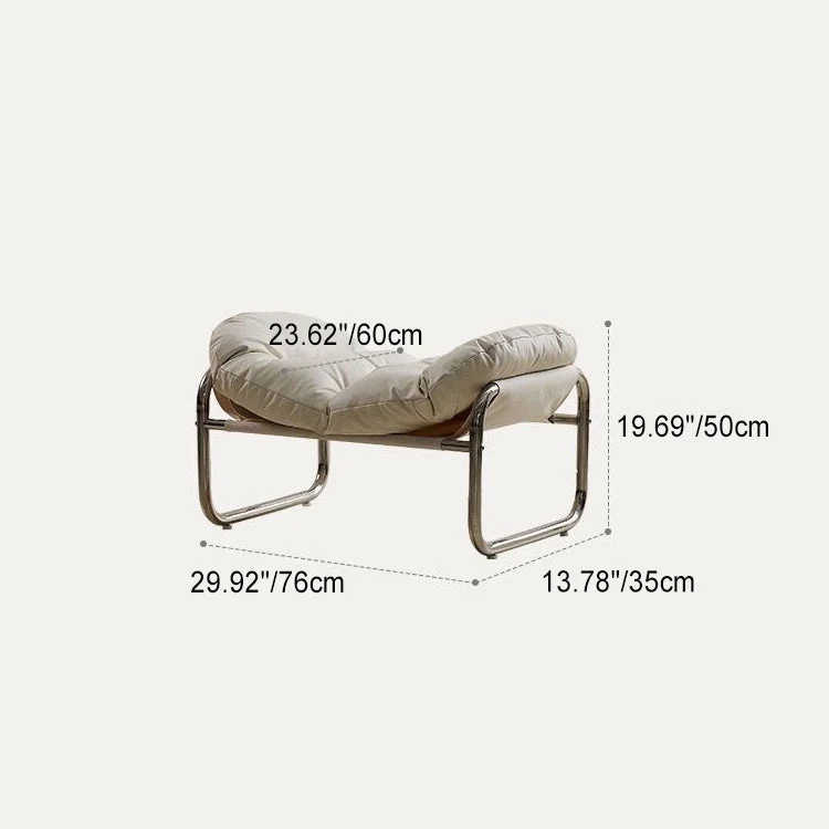 Contemporary Retro Faux Leather Fabric Stainless Steel Rectangular Cloud Accent Chair Backrest Adjustable Footrest For Living Room