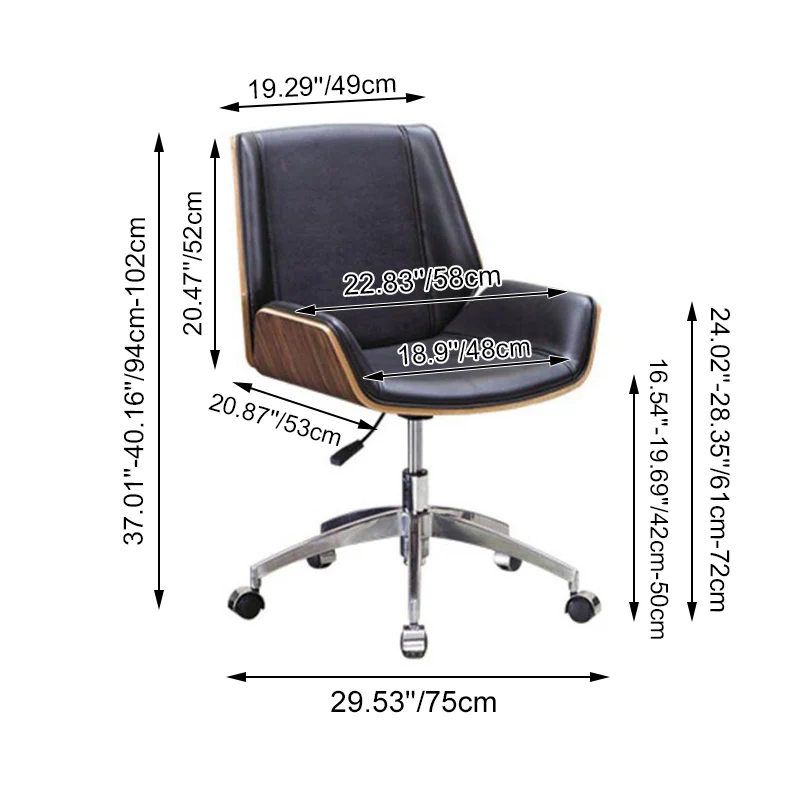Contemporary Nordic Square Faux Leather Plywood Steel Desk Chair Backrest Swivel For Home Office