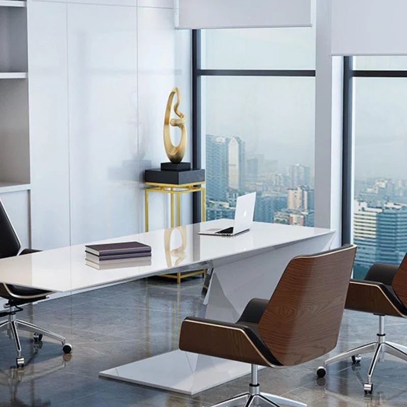 Contemporary Nordic Square Faux Leather Plywood Steel Desk Chair Backrest Swivel For Home Office