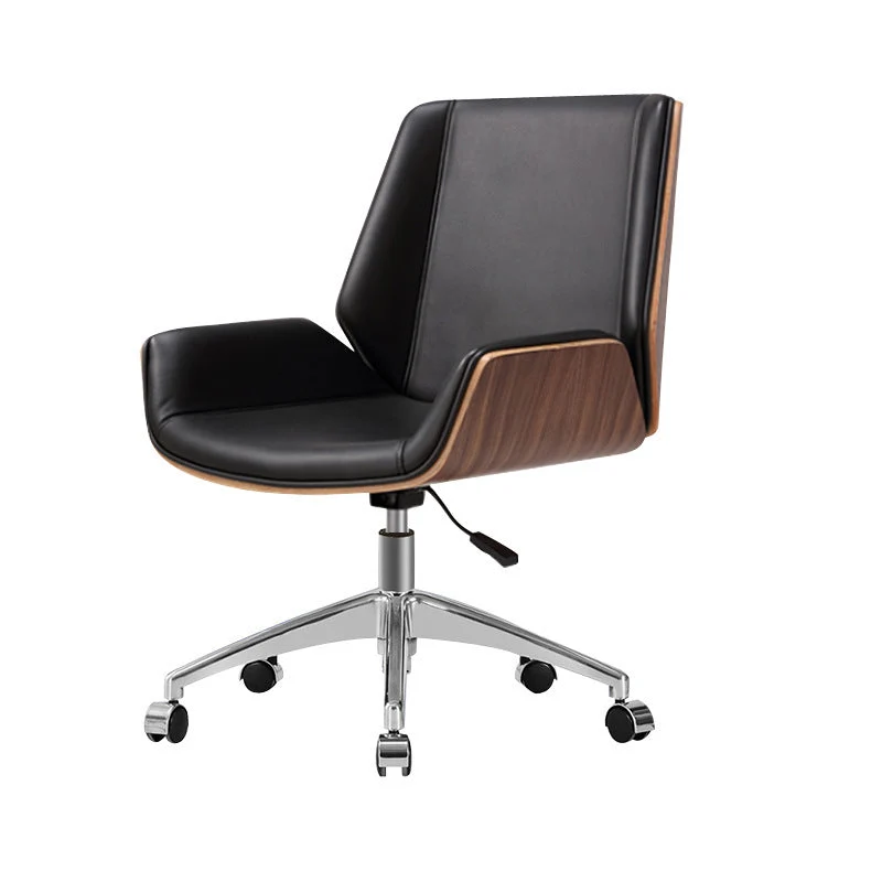 Contemporary Nordic Square Faux Leather Plywood Steel Desk Chair Backrest Swivel For Home Office