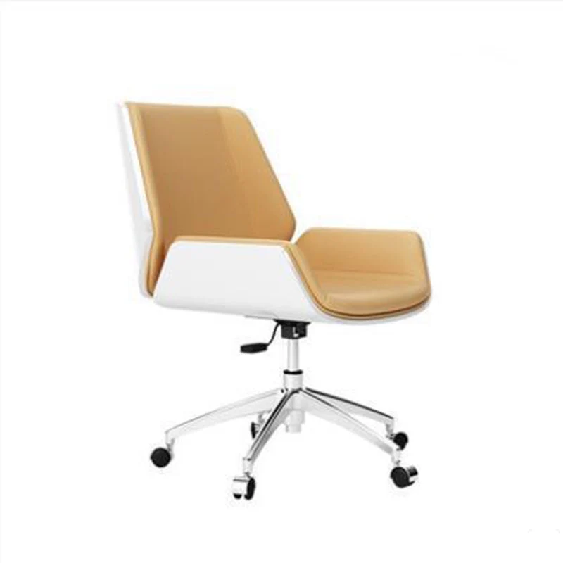 Contemporary Nordic Square Faux Leather Plywood Steel Desk Chair Backrest Swivel For Home Office