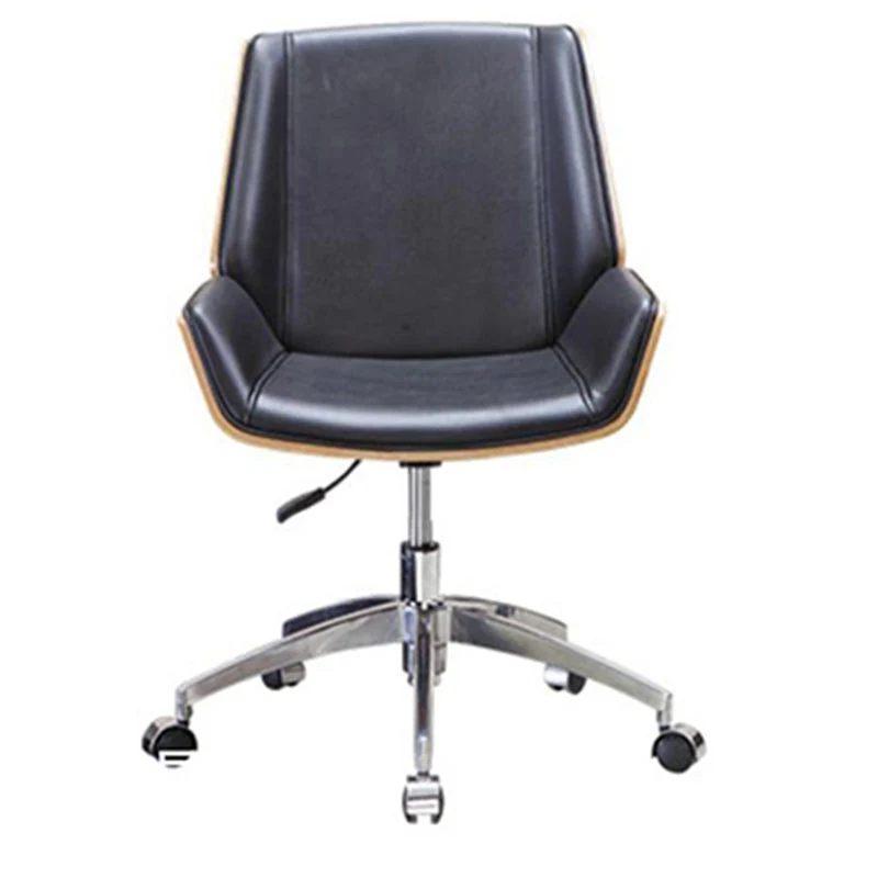 Contemporary Nordic Square Faux Leather Plywood Steel Desk Chair Backrest Swivel For Home Office
