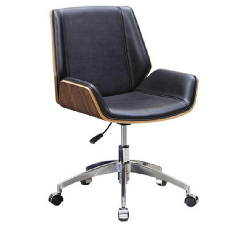 Contemporary Nordic Square Faux Leather Plywood Steel Desk Chair Backrest Swivel For Home Office