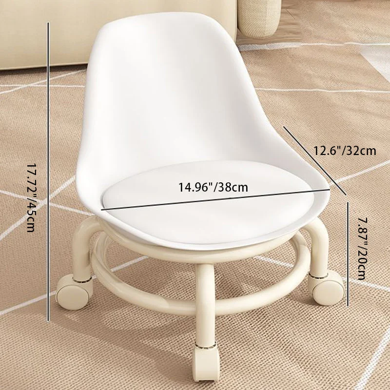 Contemporary Scandinavian Kids Acrylic Faux Leather Sponge Plastic Acrylic Round Low Stool Backrest Movable For Living Room