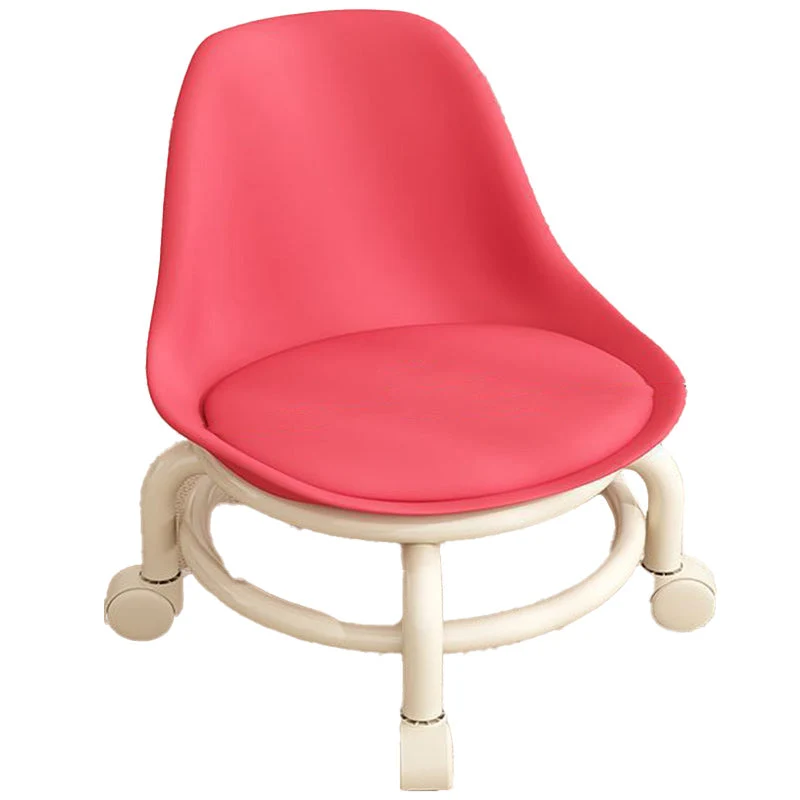 Contemporary Scandinavian Kids Acrylic Faux Leather Sponge Plastic Acrylic Round Low Stool Backrest Movable For Living Room