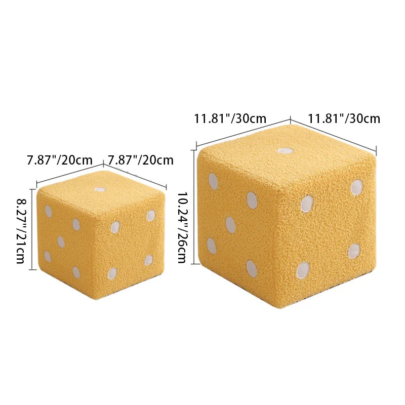 Contemporary Nordic Sherpa Fabric Sponge Wood Dice Square Cubic Footstool Stackable For Living Room
