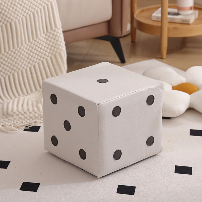 Contemporary Nordic Sherpa Fabric Sponge Wood Dice Square Cubic Footstool Stackable For Living Room