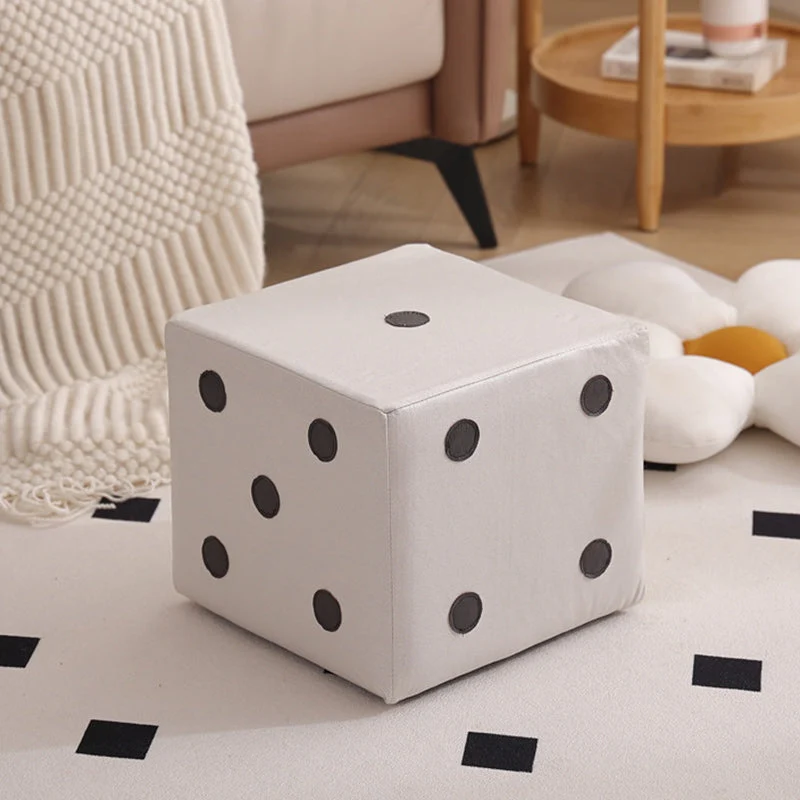 Contemporary Nordic Sherpa Fabric Sponge Wood Dice Square Cubic Footstool Stackable For Living Room
