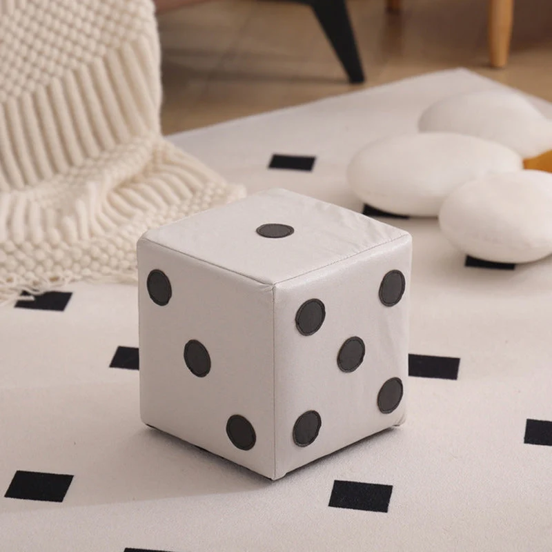 Contemporary Nordic Sherpa Fabric Sponge Wood Dice Square Cubic Footstool Stackable For Living Room