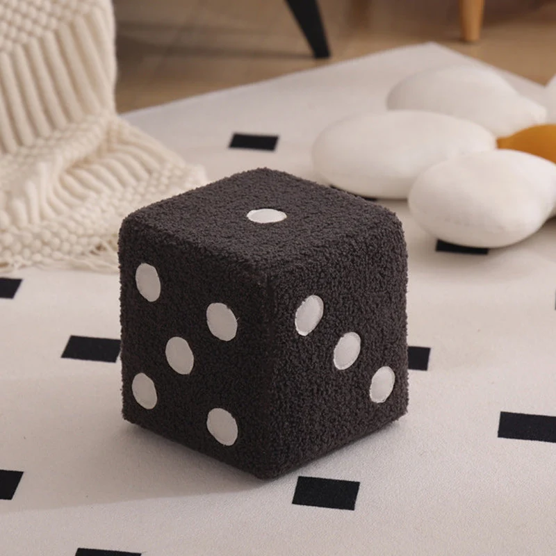 Contemporary Nordic Sherpa Fabric Sponge Wood Dice Square Cubic Footstool Stackable For Living Room