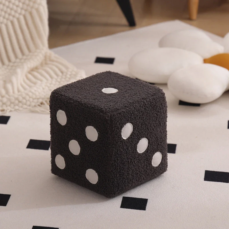 Contemporary Nordic Sherpa Fabric Sponge Wood Dice Square Cubic Footstool Stackable For Living Room