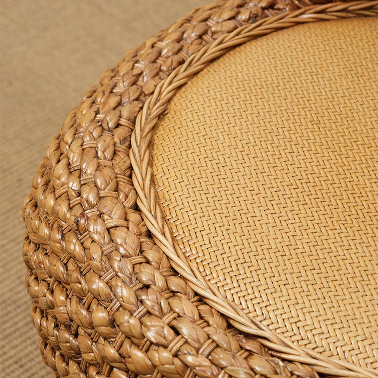 Modern Minimalist Rattan Oak Wood Round Chair Backrest Armless For Living Room