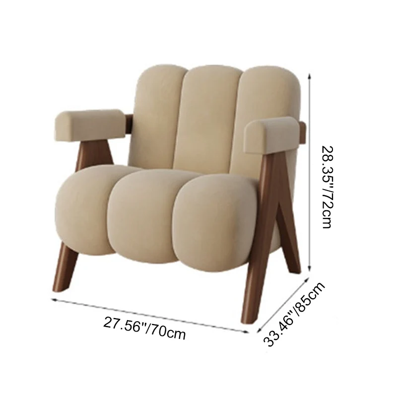 Contemporary Nordic Rectangular Striped Upholstered Velvet Rubberwood Accent Chair Backrest Arm For Living Room