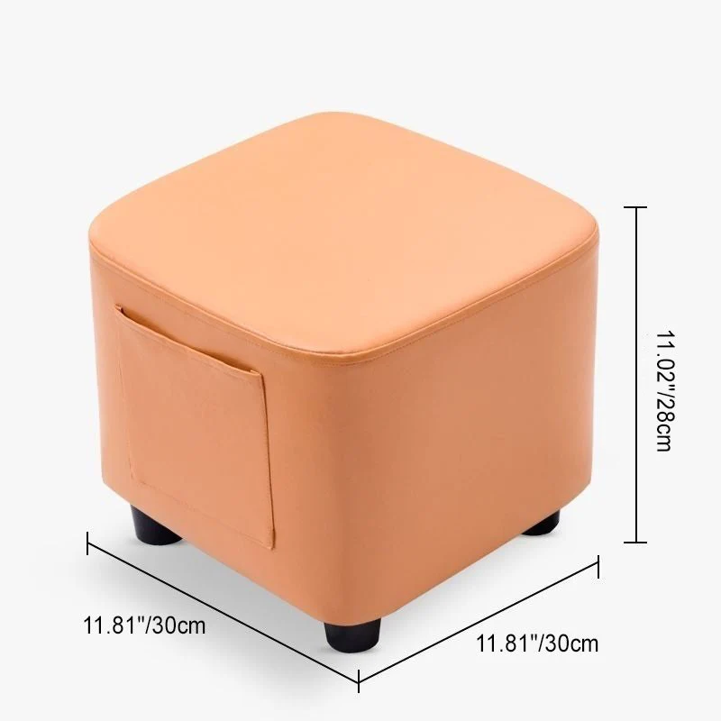 Contemporary Scandinavian Square Synthetic Fabric Wood Low Stool Backless Armless For Living Room