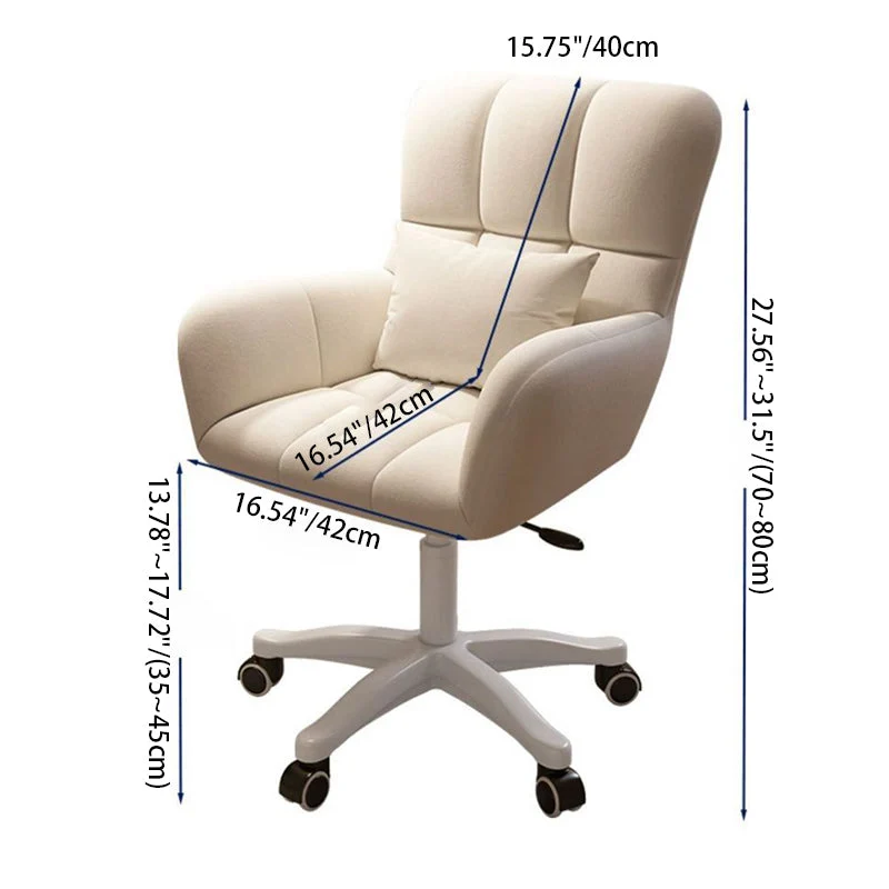 Modern Minimalist Square Back Velvet Cotton Nylon Desk Chair Backrest Armrest For Home Office