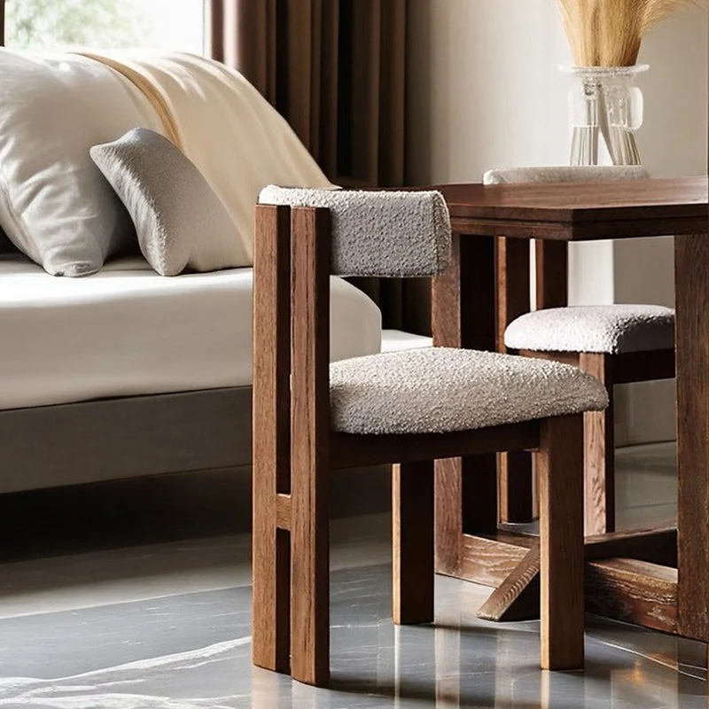 Contemporary Scandinavian Semi-round Rubberwood Cotton Linen High Resilience Sponge Dining Chair Backrest For Dining Room