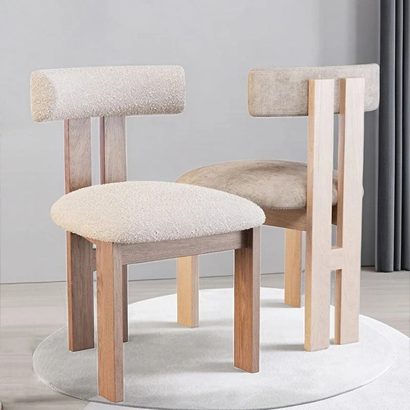 Contemporary Scandinavian Semi-round Rubberwood Cotton Linen High Resilience Sponge Dining Chair Backrest For Dining Room