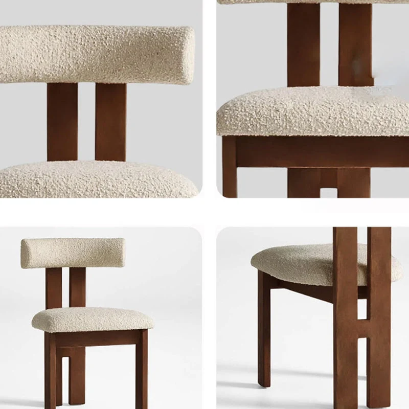 Contemporary Scandinavian Semi-round Rubberwood Cotton Linen High Resilience Sponge Dining Chair Backrest For Dining Room