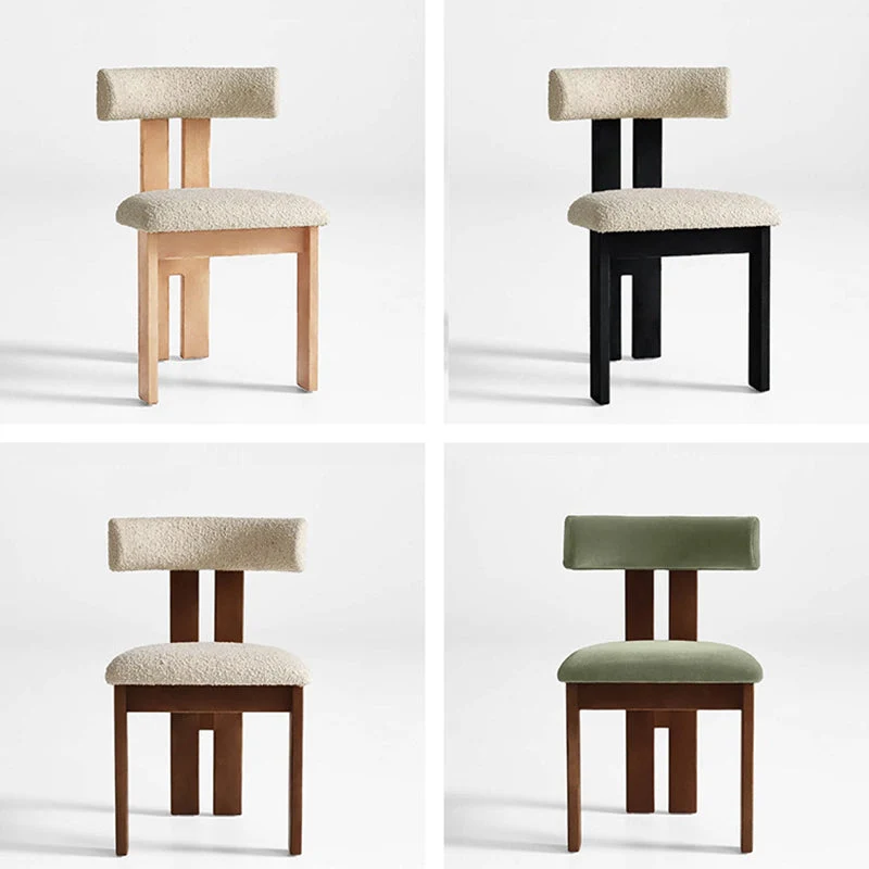 Contemporary Scandinavian Semi-round Rubberwood Cotton Linen High Resilience Sponge Dining Chair Backrest For Dining Room