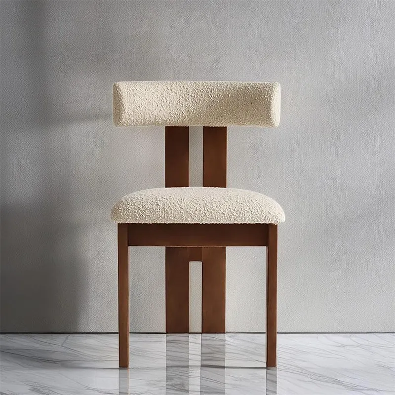 Contemporary Scandinavian Semi-round Rubberwood Cotton Linen High Resilience Sponge Dining Chair Backrest For Dining Room