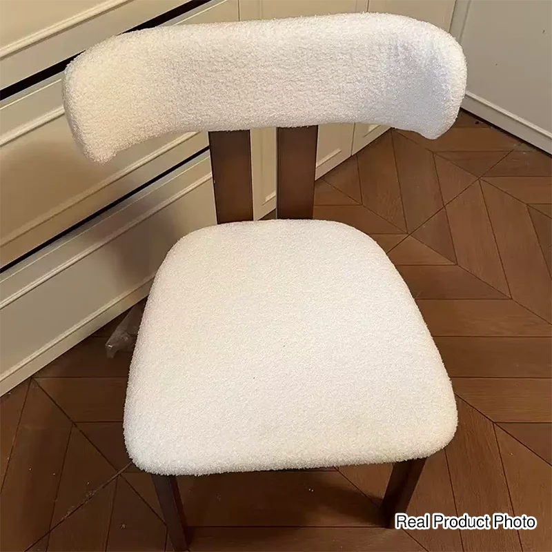 Contemporary Scandinavian Semi-round Rubberwood Cotton Linen High Resilience Sponge Dining Chair Backrest For Dining Room
