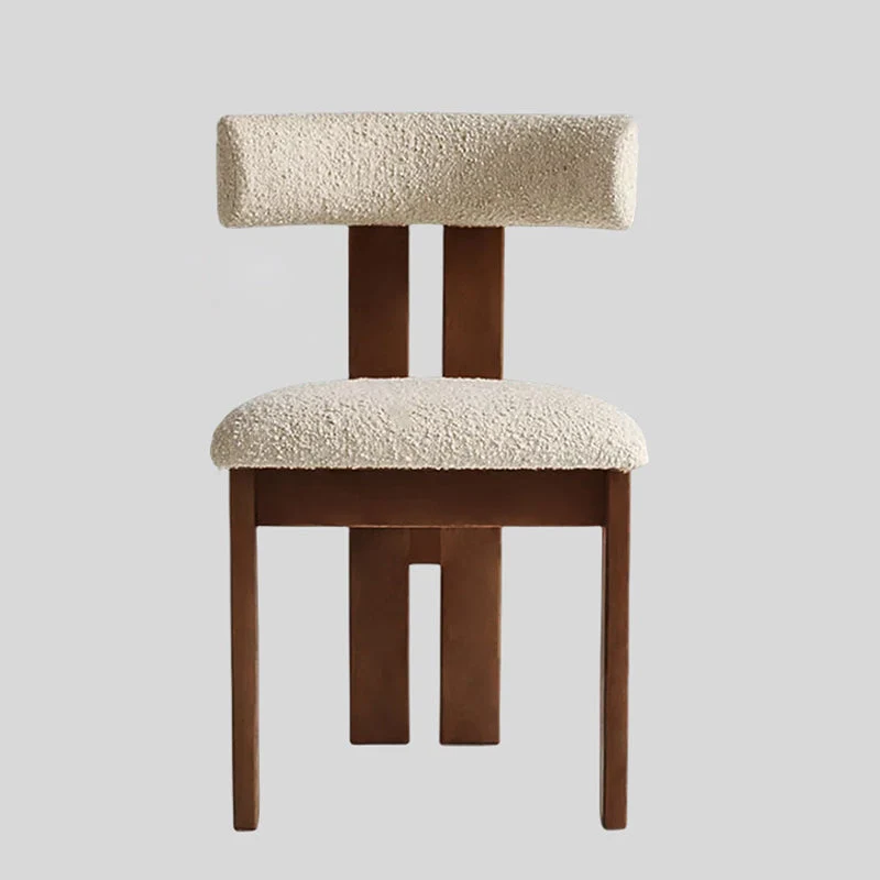 Contemporary Scandinavian Semi-round Rubberwood Cotton Linen High Resilience Sponge Dining Chair Backrest For Dining Room