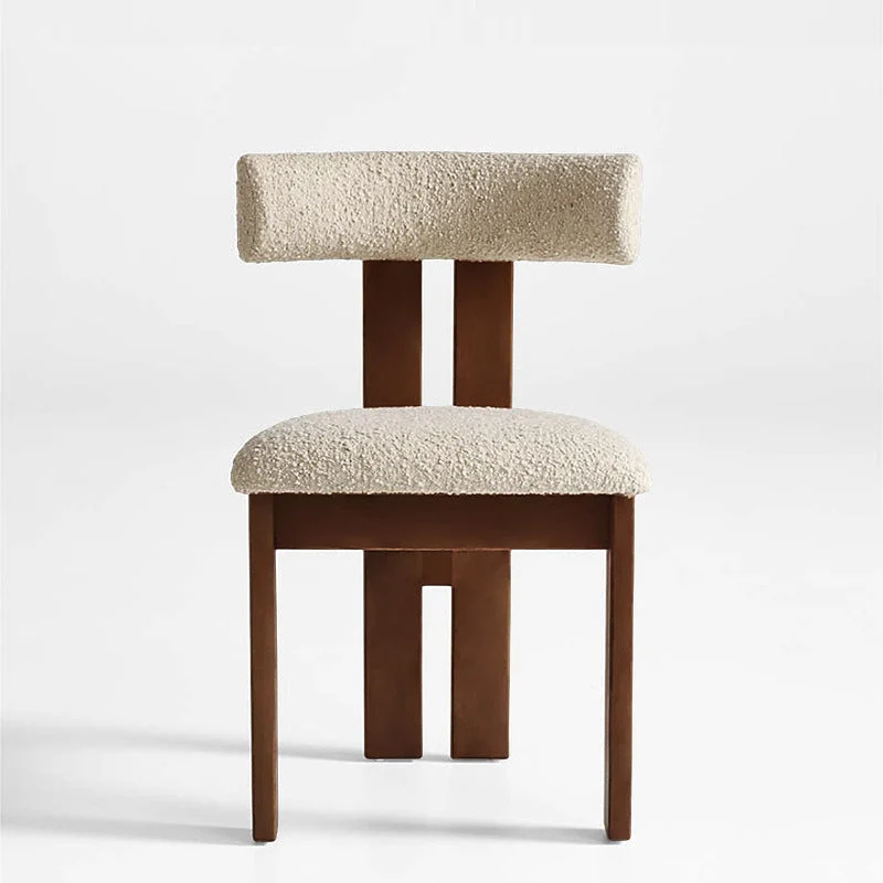 Contemporary Scandinavian Semi-round Rubberwood Cotton Linen High Resilience Sponge Dining Chair Backrest For Dining Room