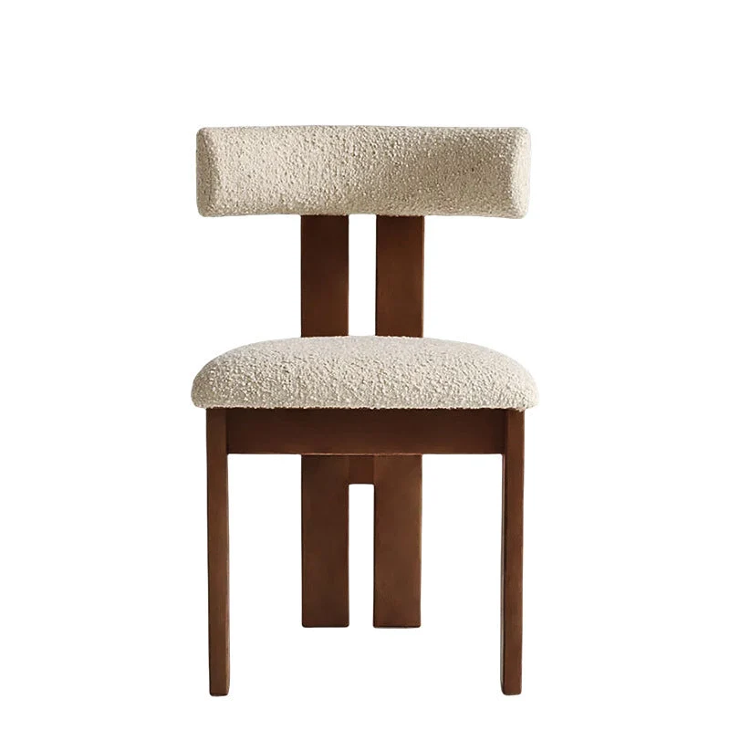 Contemporary Scandinavian Semi-round Rubberwood Cotton Linen High Resilience Sponge Dining Chair Backrest For Dining Room