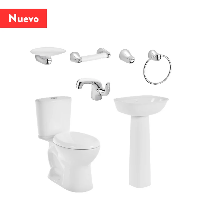 Combo Corona Sanitario Aluvia Redondo con Pedestal Blanco
