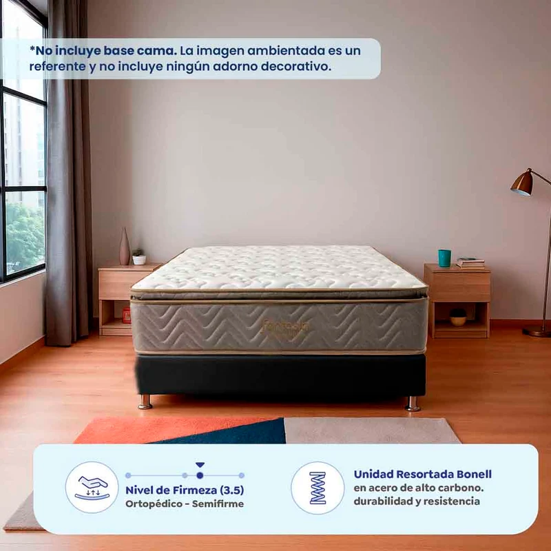 Colchón Litium Con Resorte Pillow 160X190 Cm Marca Fantasía Marca Fantasía