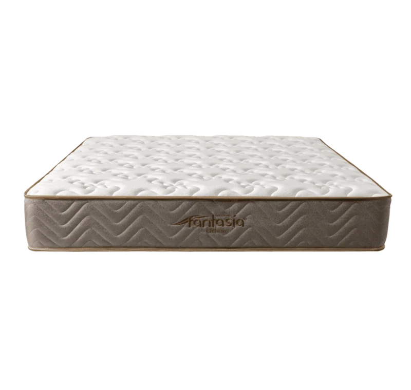 Combo Colchón Litium 120X190 Cm + Base Cama Lino Cafe + Almohada Economica + Protector Damasco Marca Fantasía