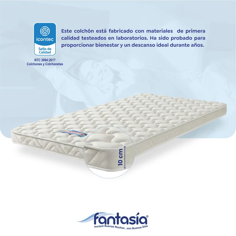 Colchóneta Juventi Sin Resorte de 90X190X10 Cm Marca Fantasía