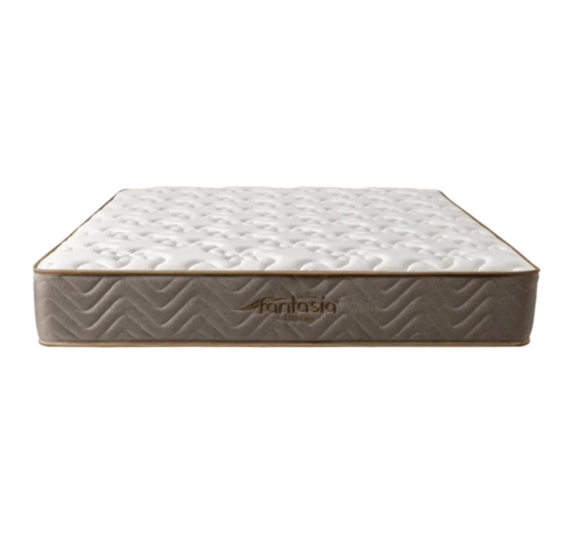 Combo Colchón Litium 140X190 Cm + Base Cama Lino Cafe + Almohada Economica + Protector Damasco Marca Fantasía