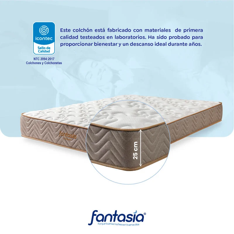 Colchón Litium de 100X190 Cm Marca Fantasí Marca Fantasía