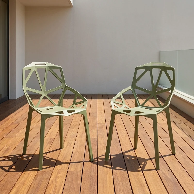 Silla Roxy, Color Verde, con Espaldar y Diseño Moderno X2