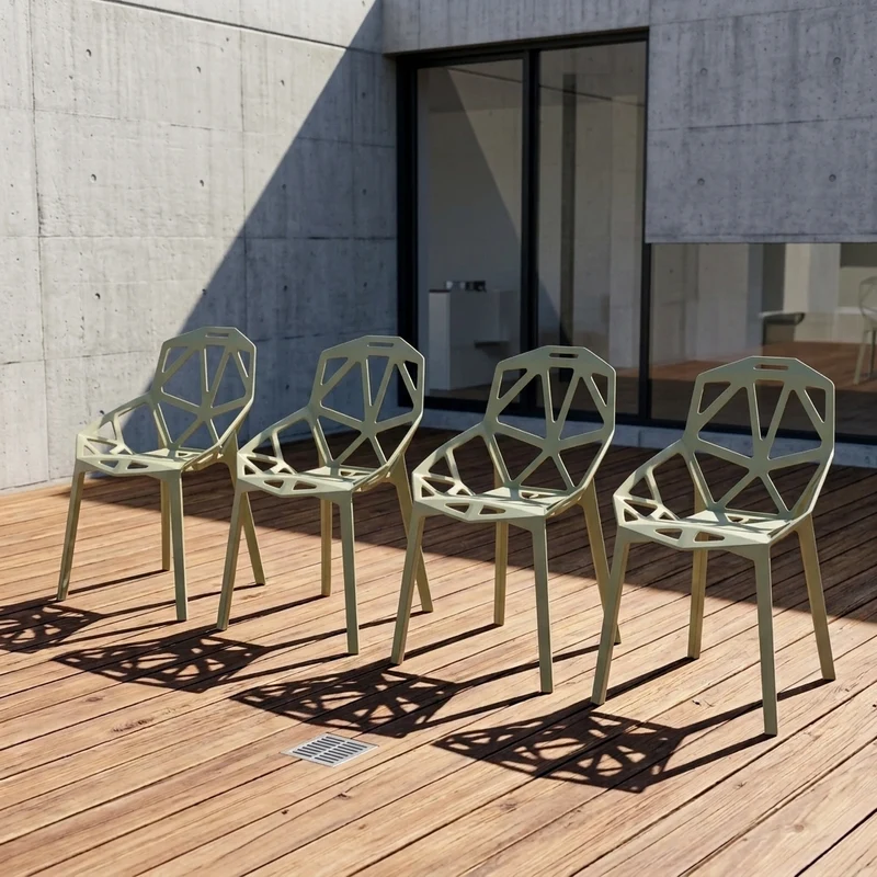 Silla Roxy, Color Verde, con Espaldar y Diseño Moderno X4