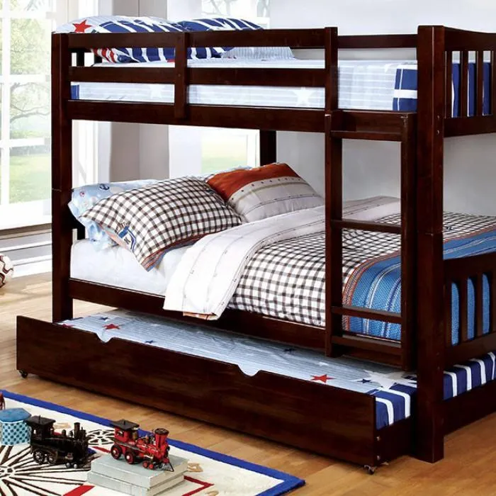 Furniture of America Cameron CM-BK929F-EX Full/Full Bunk Bed, Dark Walnut