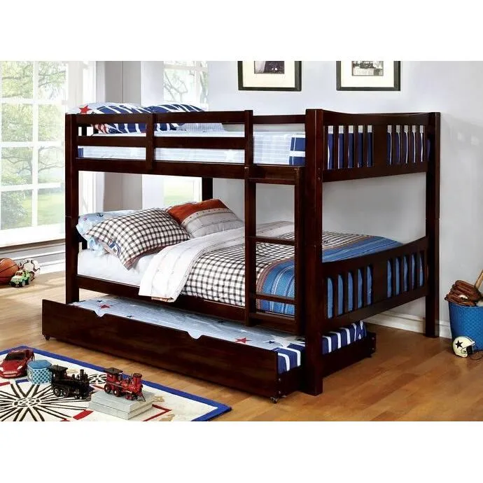 Furniture of America Cameron CM-BK929F-EX Full/Full Bunk Bed, Dark Walnut