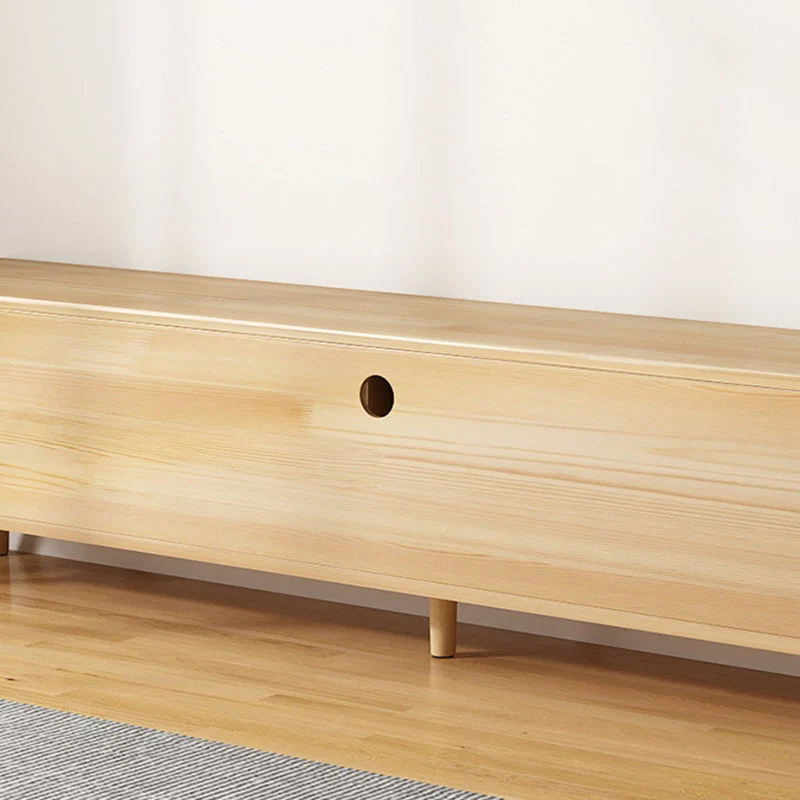 Modern Minimalist Rectangle Rubberwood Eco-Friendly Engineered Wood Plywood Glass TV Stand 2-Drawer For Living Room