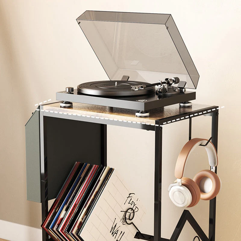 Traditional Vintage Rectangle Square Frame V-Shelf MDF Carbon Steel Side Table 2-Tier For Living Room