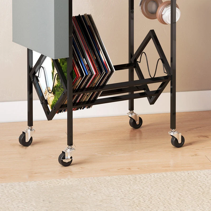 Traditional Vintage Rectangle Square Frame V-Shelf MDF Carbon Steel Side Table 2-Tier For Living Room