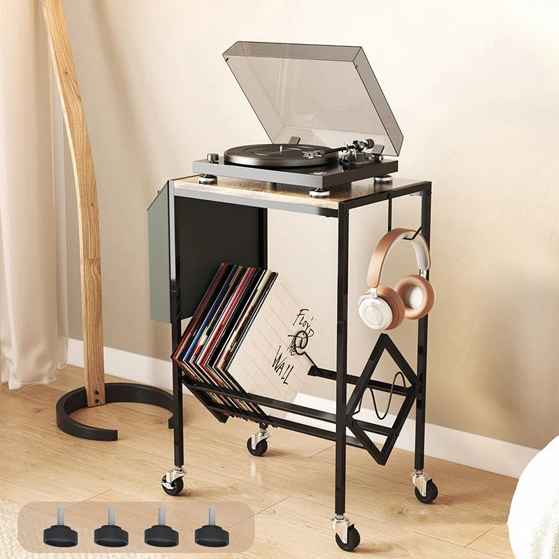 Traditional Vintage Rectangle Square Frame V-Shelf MDF Carbon Steel Side Table 2-Tier For Living Room