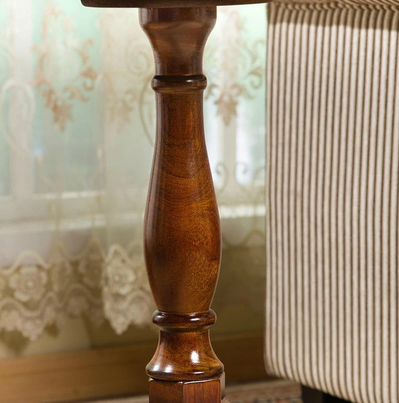 Traditional Vintage Round Tripod Rubber Wood End Table 1-Tier For Living Room
