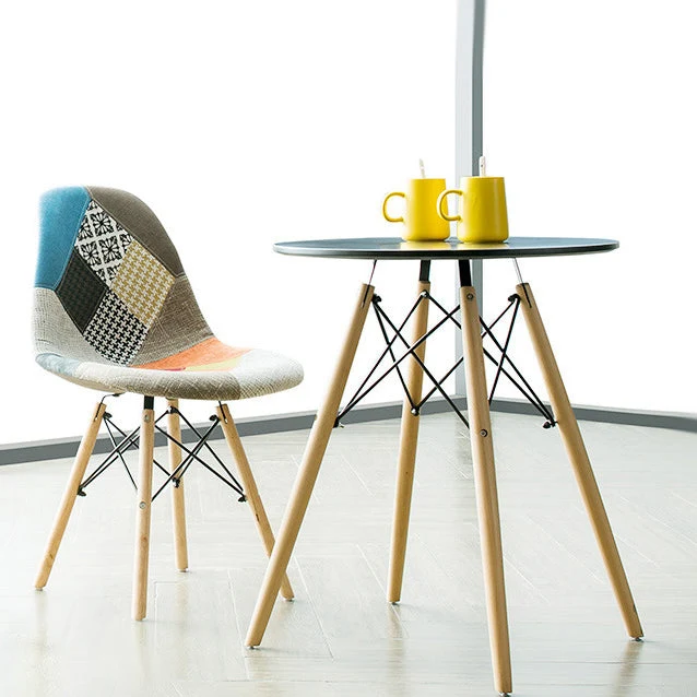 Contemporary Scandinavian Round MDF Beech Wood Iron End Table 1-Tier For Living Room