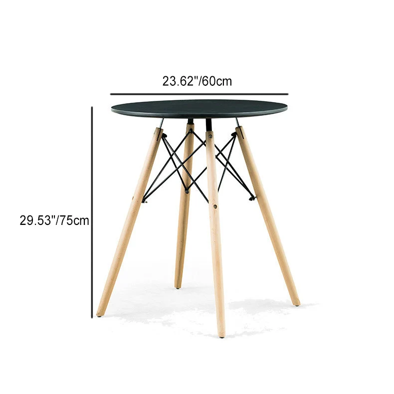 Contemporary Scandinavian Round MDF Beech Wood Iron End Table 1-Tier For Living Room